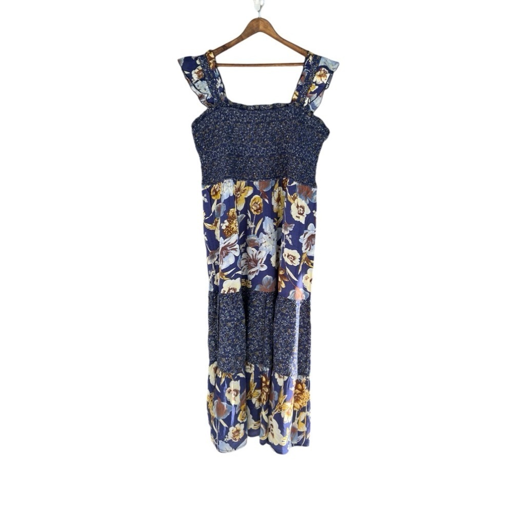NWOT Maurices Women’s Blue Floral Smocked Midi Dress - Picture 2 of 14